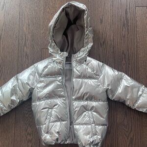 Old Navy Shiny Silver Kids Puffer Jacket